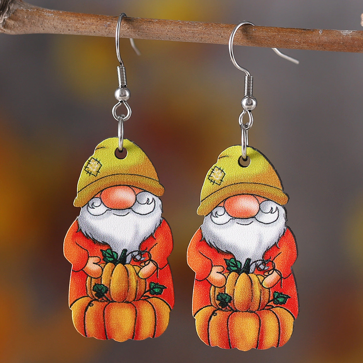 Thanksgiving Pumpkin Gnome Drop Earrings