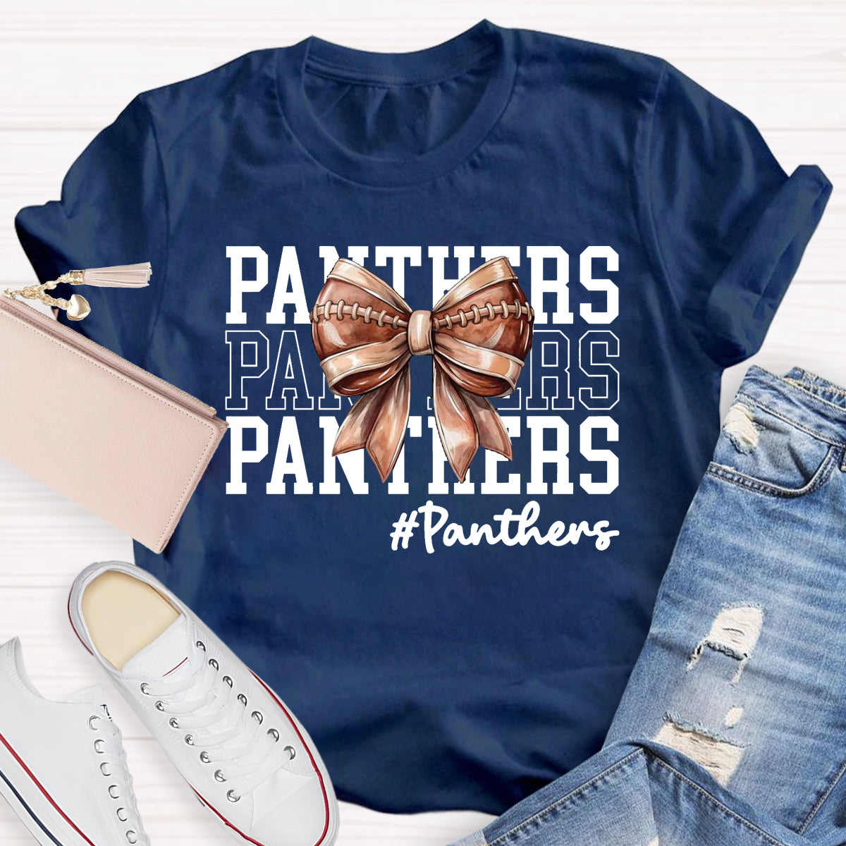 Cheer Mascot  Panthers Bow T-Shirt