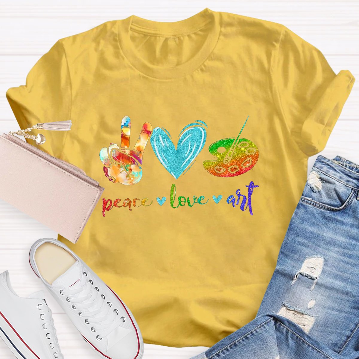 Peace Love Art Teacher T-shirt