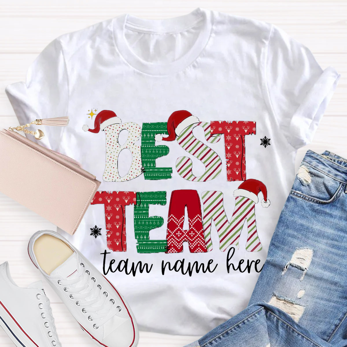 Personalized Team Name Christmas Best Team Ever T-Shirt