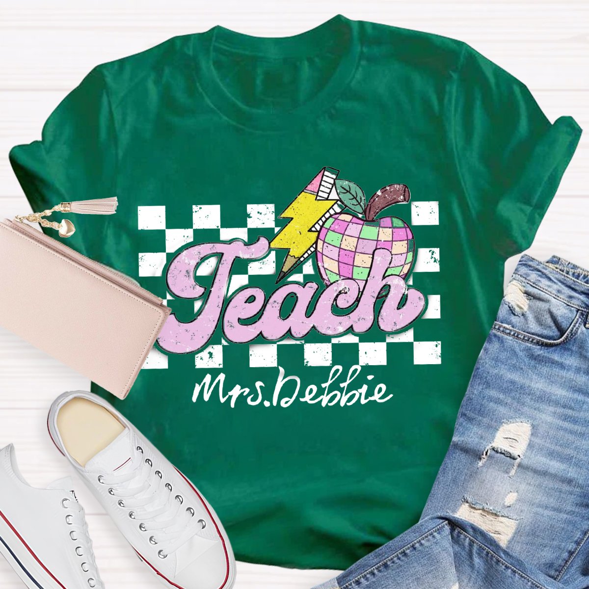 Personalized Teacher Name Apple Back To School Shirt