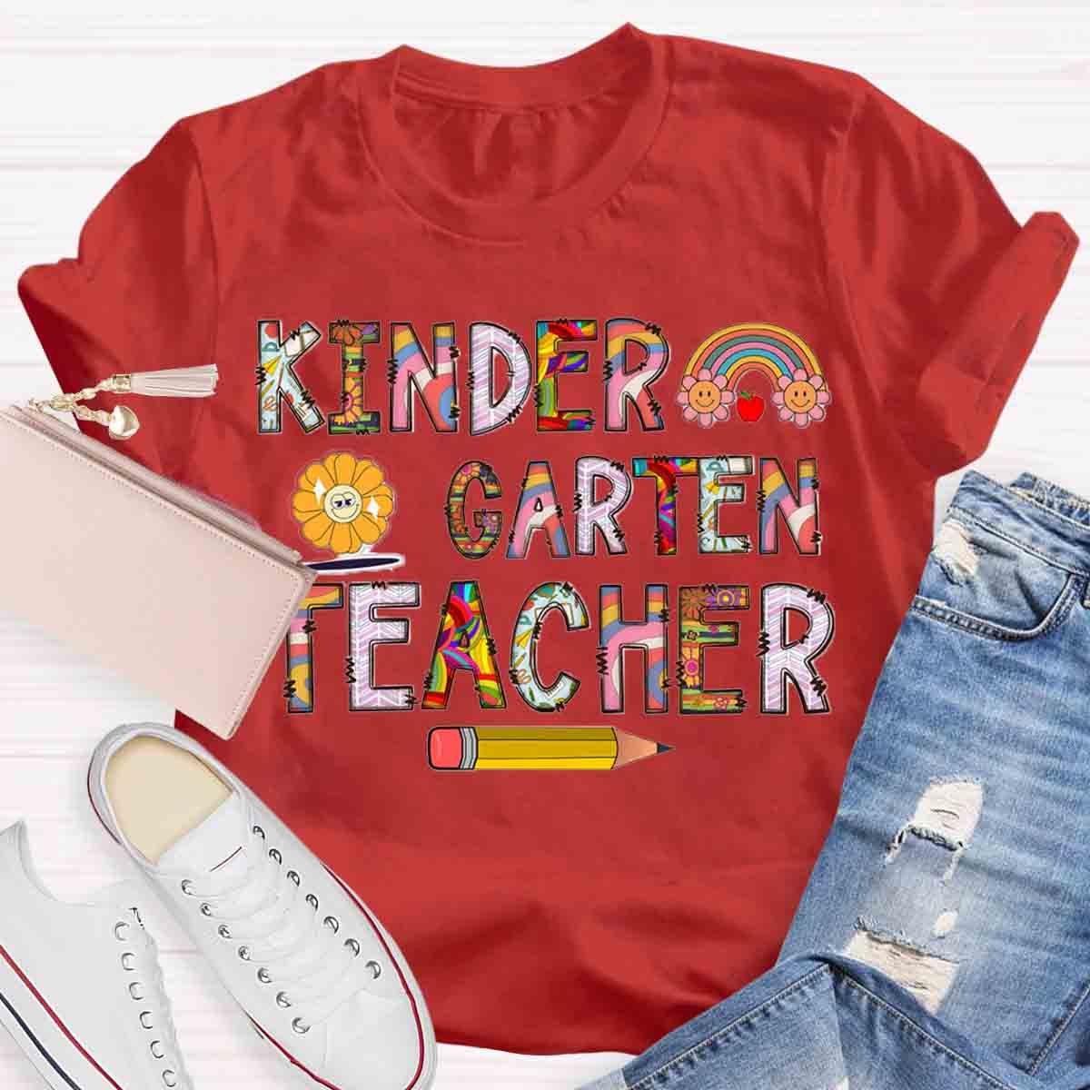 Personalized Grade Rainbow Teacher T-Shirt