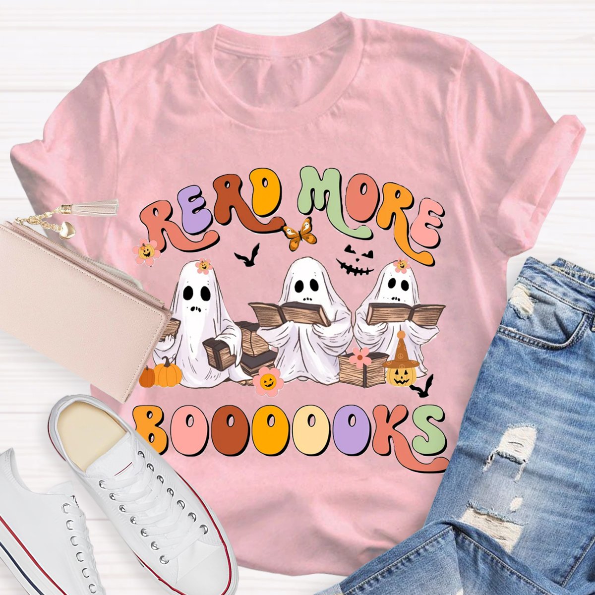 Halloween Read More Books Spooky Teacher Shirt