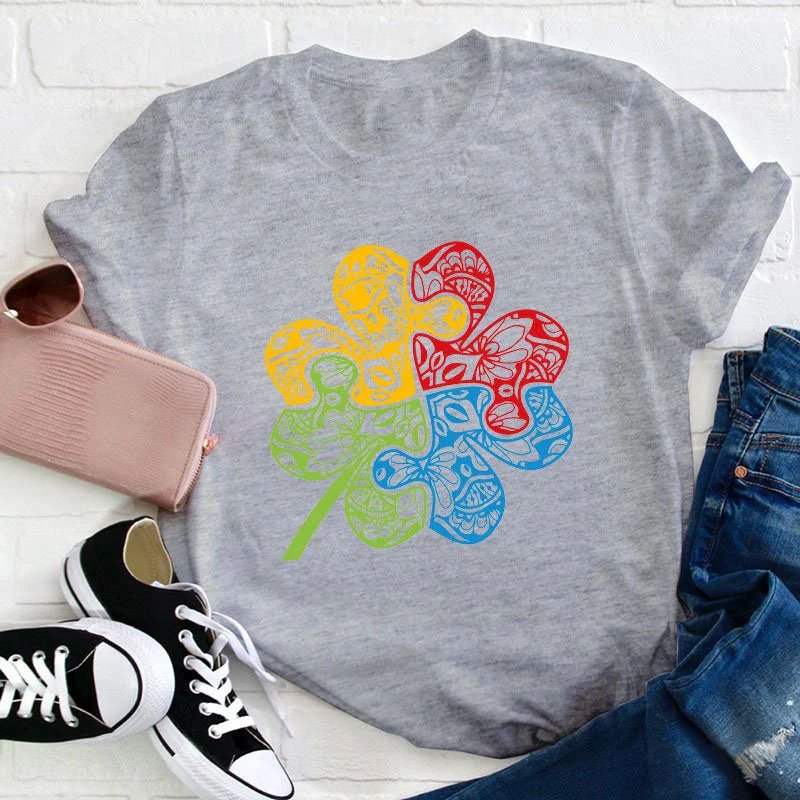 Puzzle Clover Teacher T-Shirt