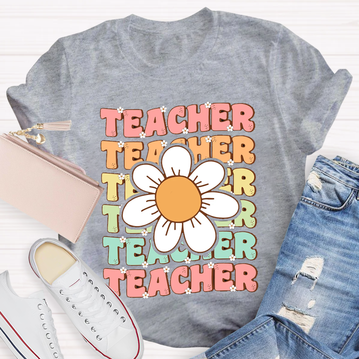 Retro Floral Teacher Shirt