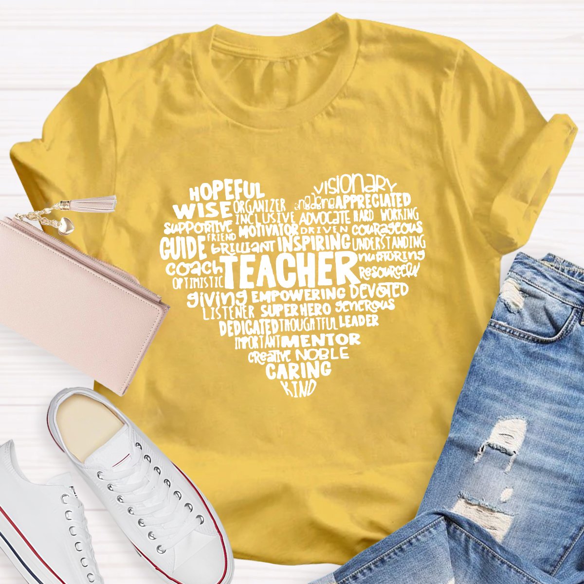 Teacher Heart Word Cloud Teacher Shirt