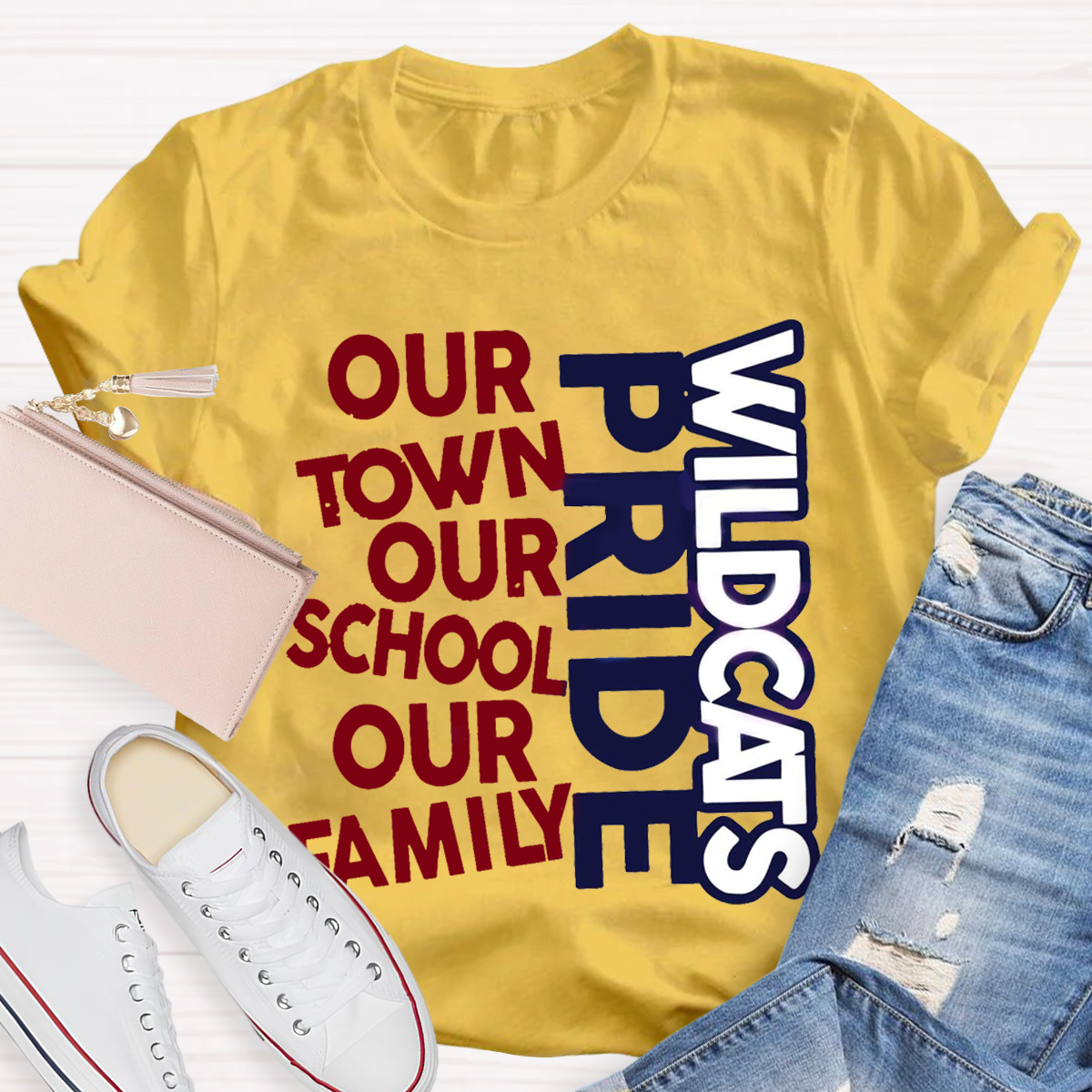 Personalized School Mascot Pride Our Town Our School Our Family Teacher T-Shirt