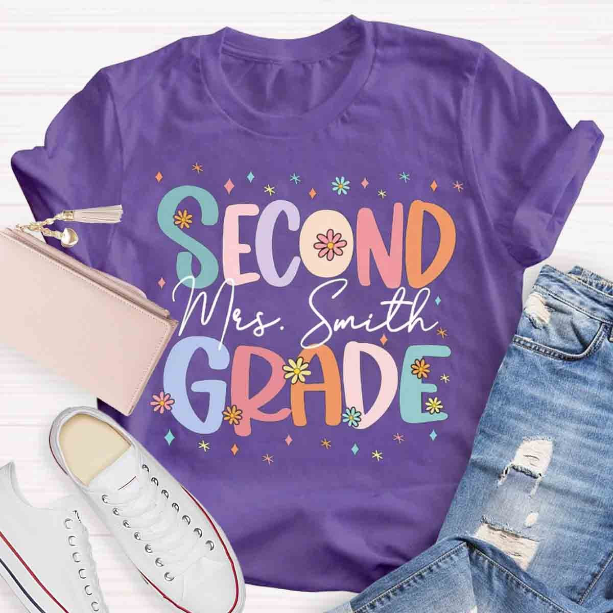 Personalized Cute Flower Collage Design Teacher T-Shirt