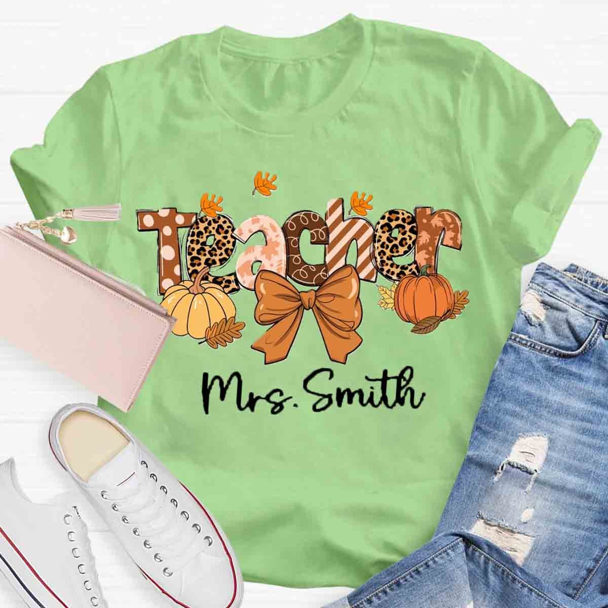 Personalized Name Teacher Fall each Love Inspire Shirt