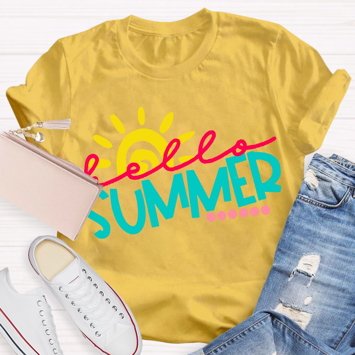 Hello Summer Teacher Graphic Tee Shirt