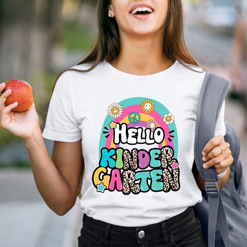 Personalized Grade Hello Rainbow Teacher T-Shirt