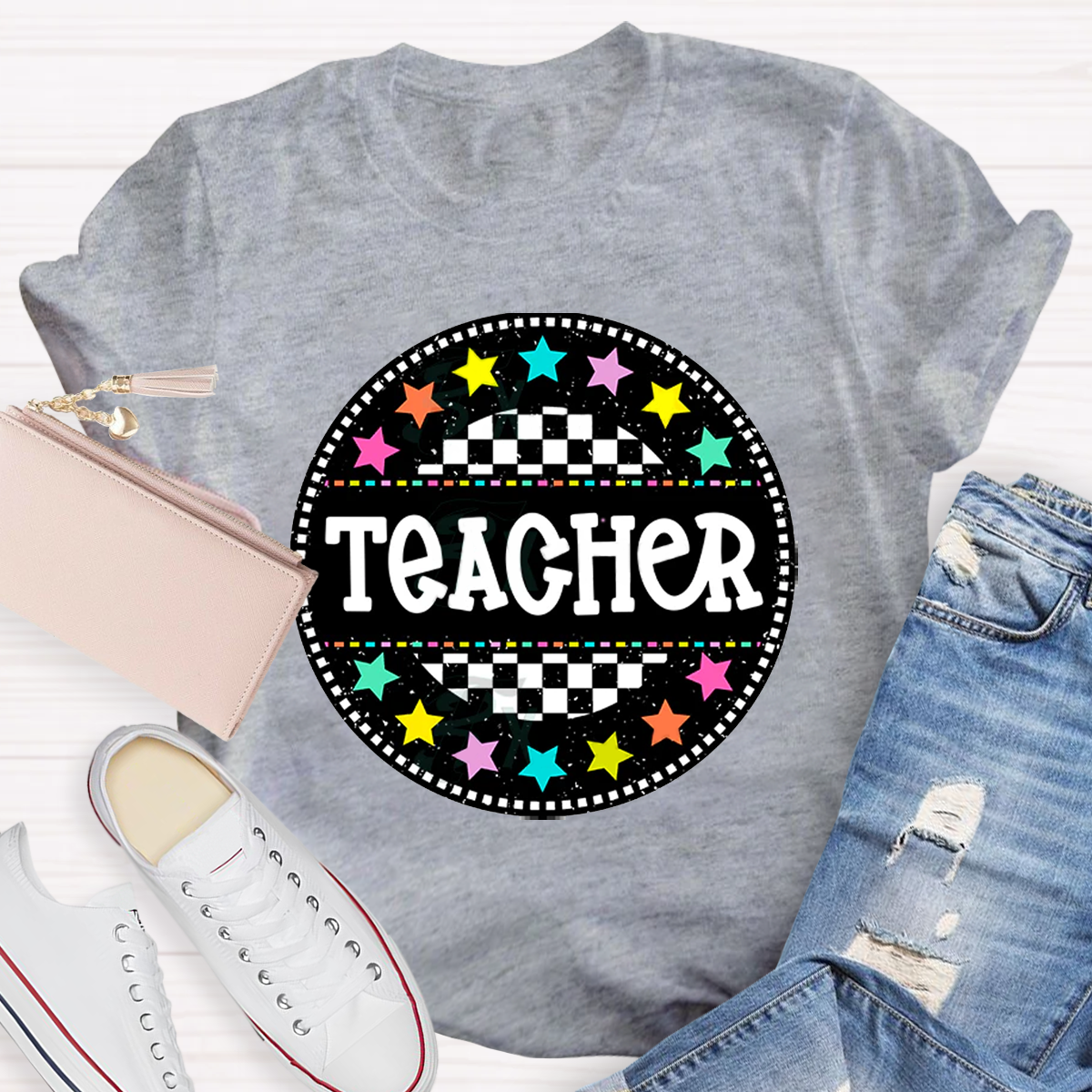 Circle Star Teacher T-Shirt