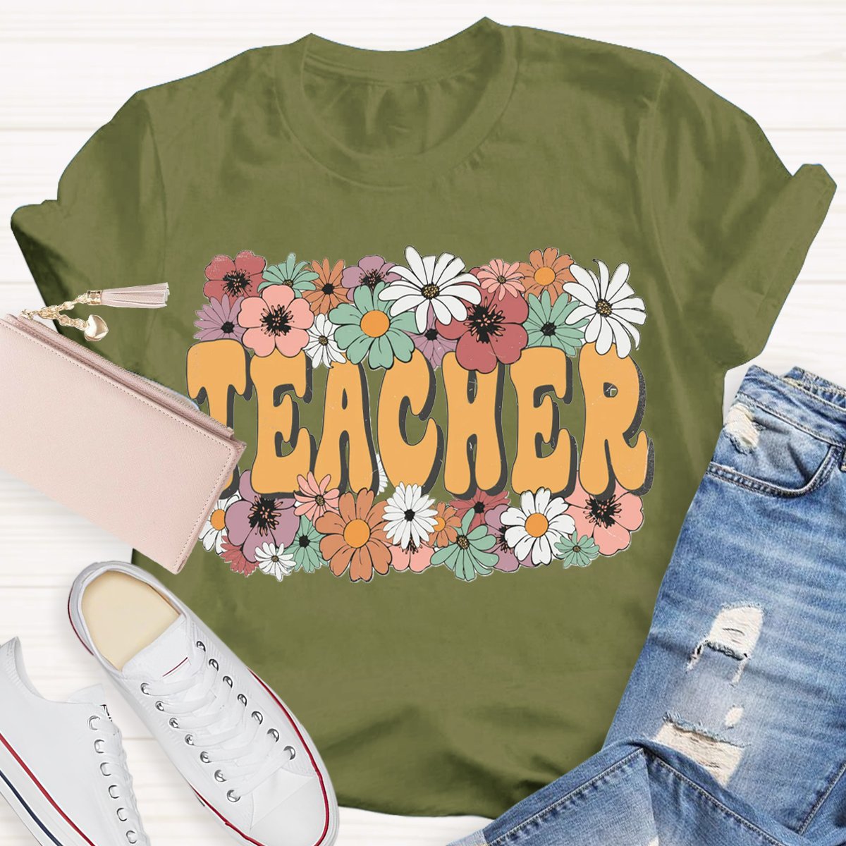 Cute Floral Trendy Teacher Shirt