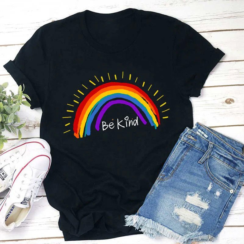 Be Kind Rainbow Stripe  T-Shirt