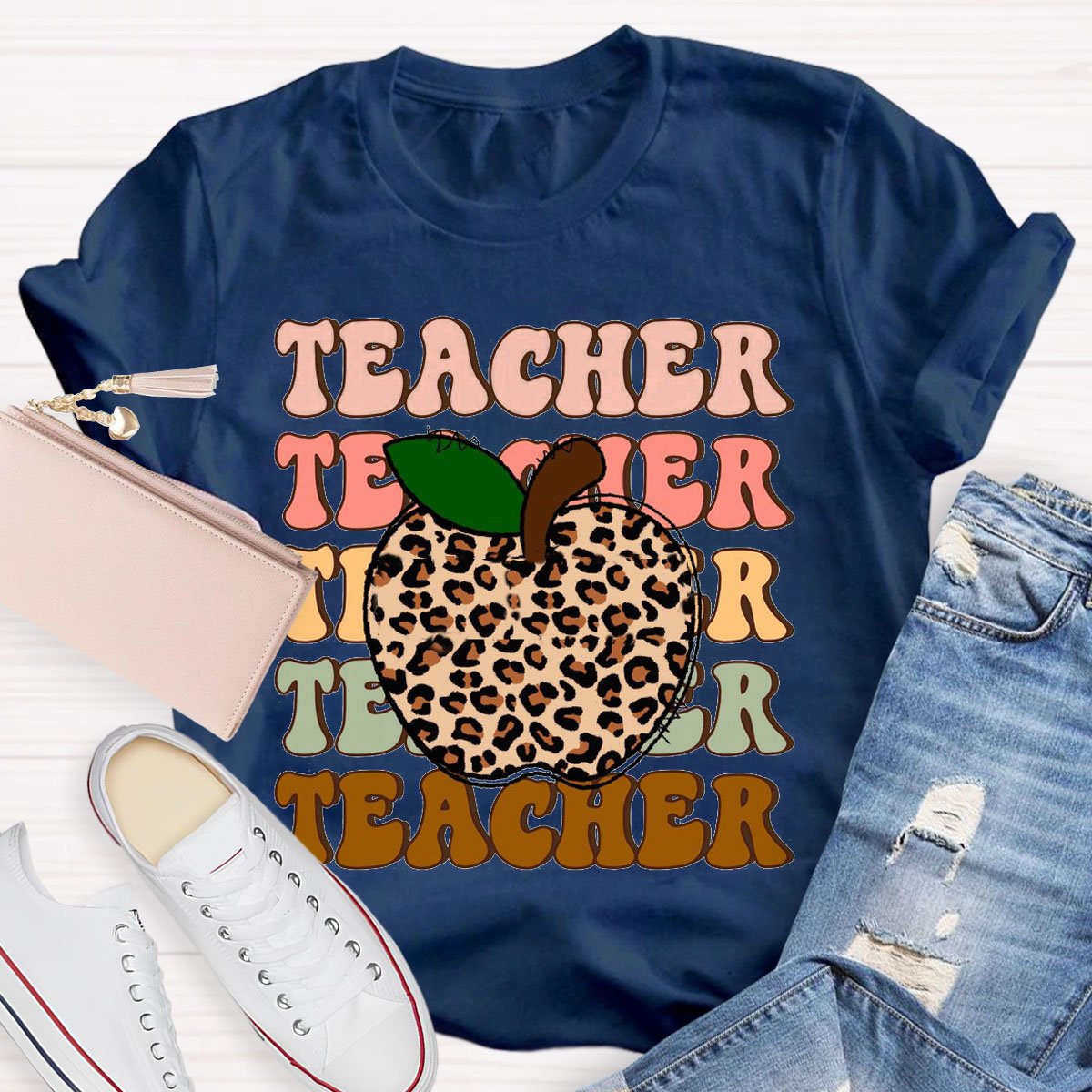 Leopard Apple Teacherabc T-Shirt