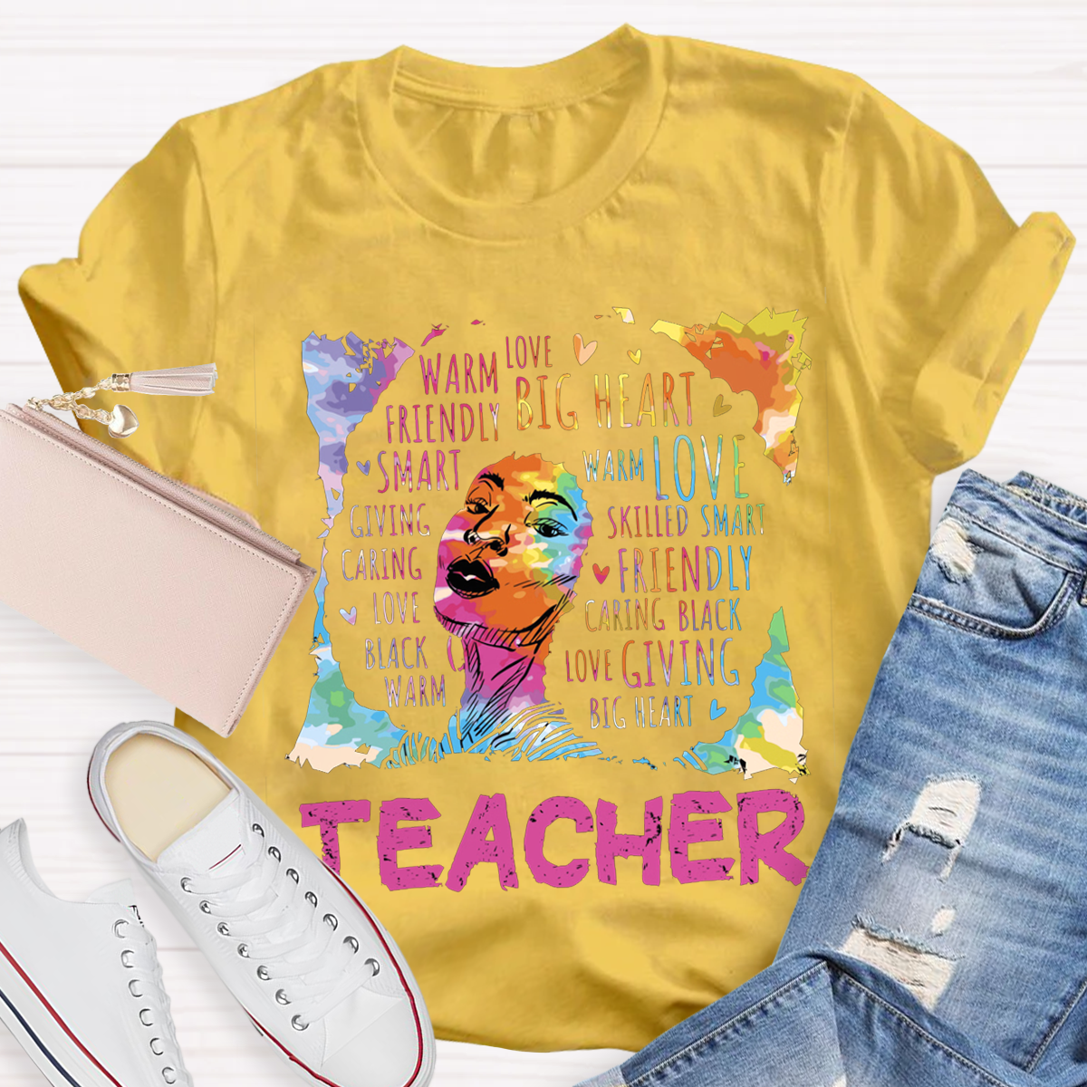 Crew Neck Black Teacher Casual T-Shirt