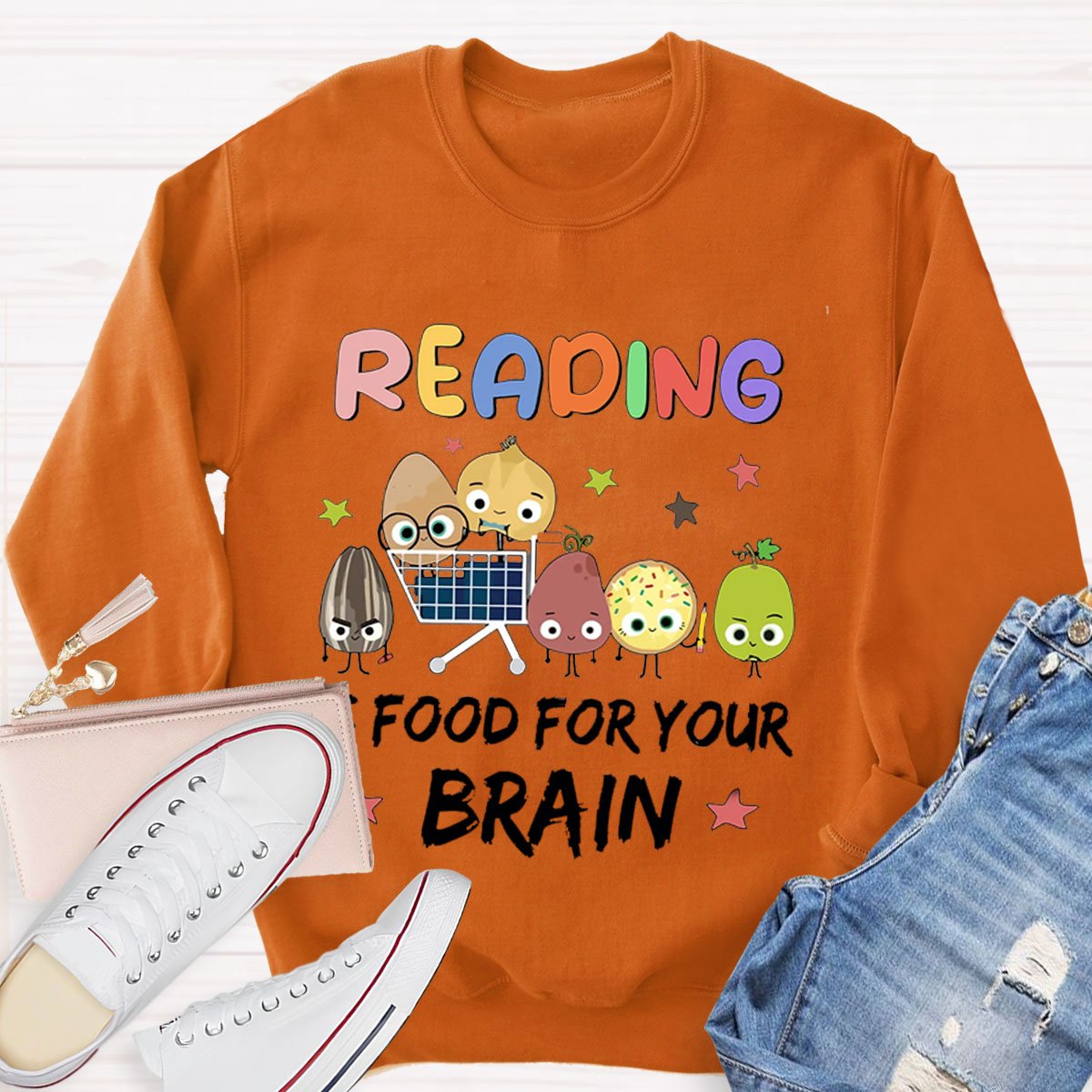 Reading Is Food For Your Brain Teacher Sweatshirt