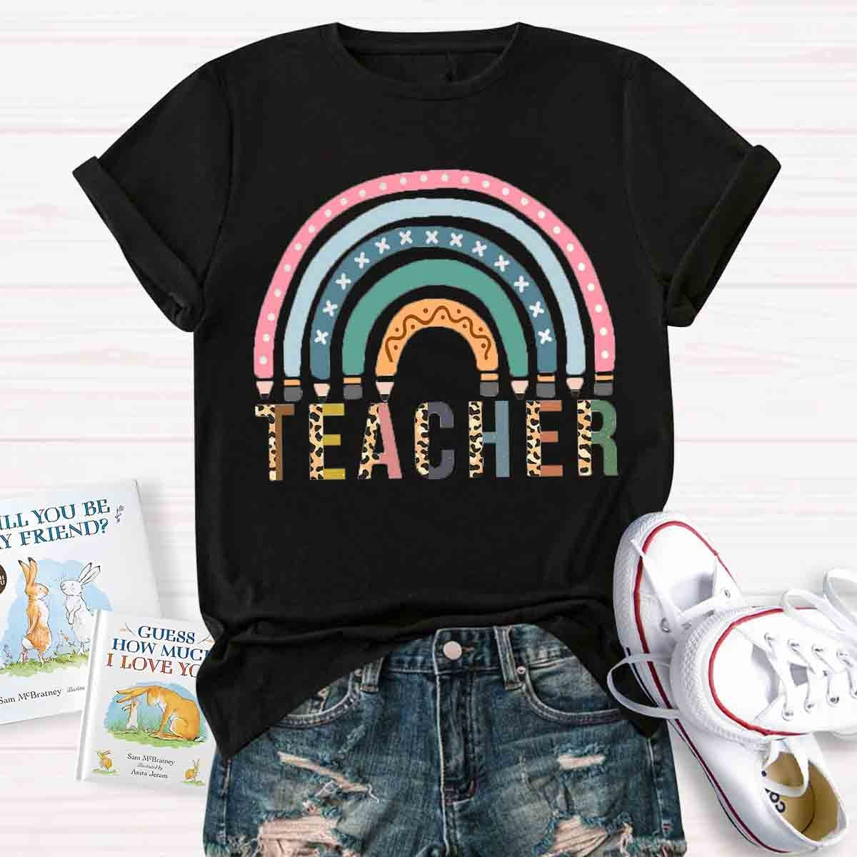 Rainbow Pencil  Teachers T-Shirt