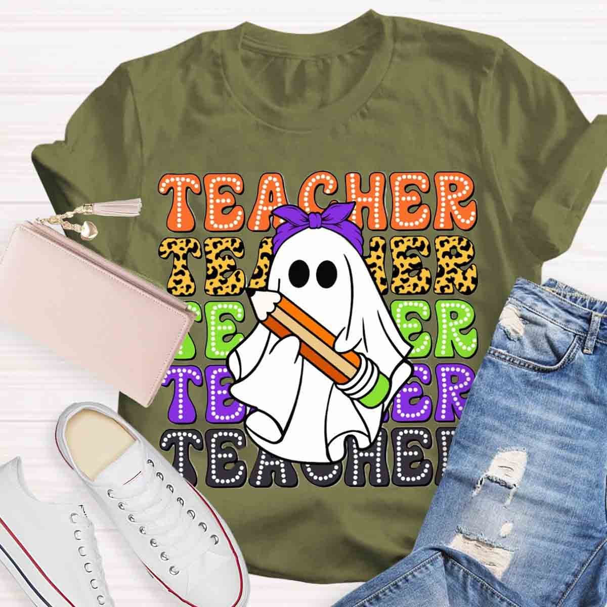 Halloween Cute Ghost Spooky Teacher Shirt