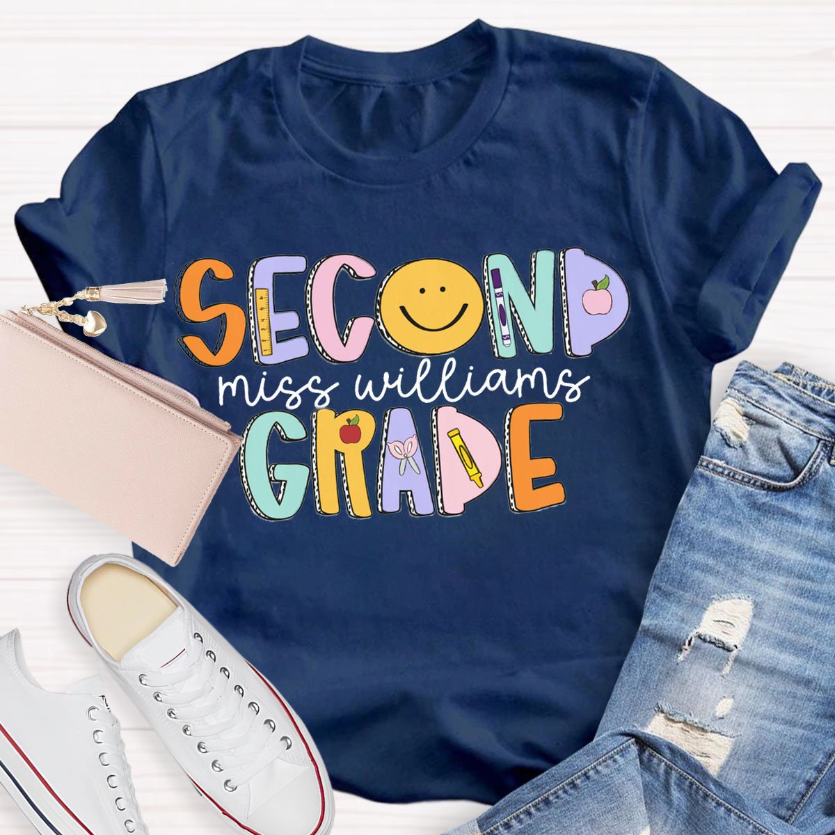 Personalized  Grade And Name Back to School T-shirt