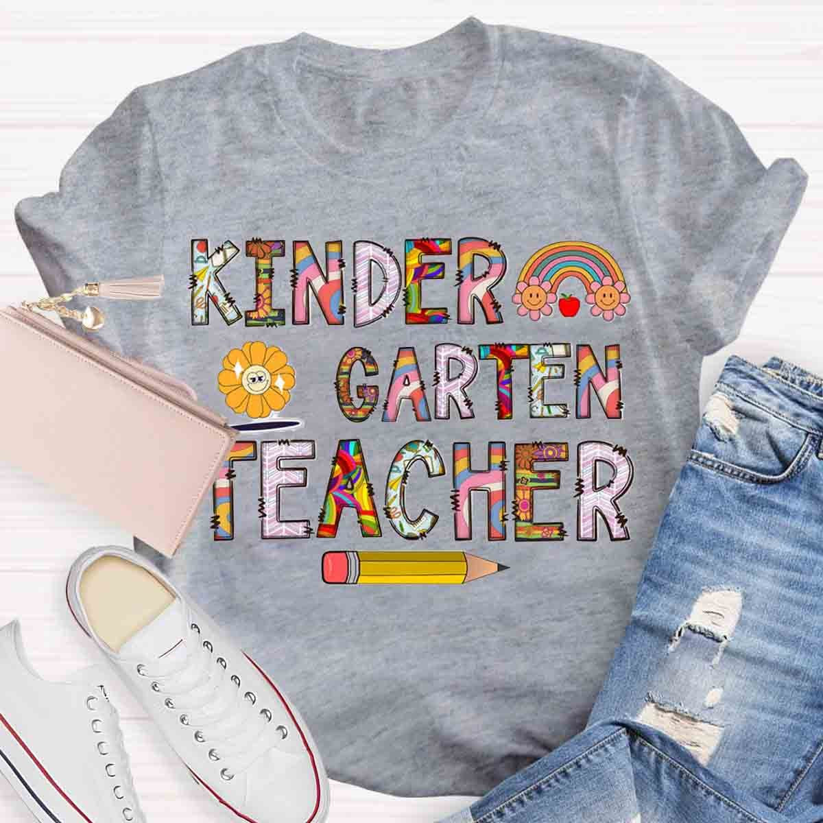 Personalized Grade Rainbow Teacher T-Shirt