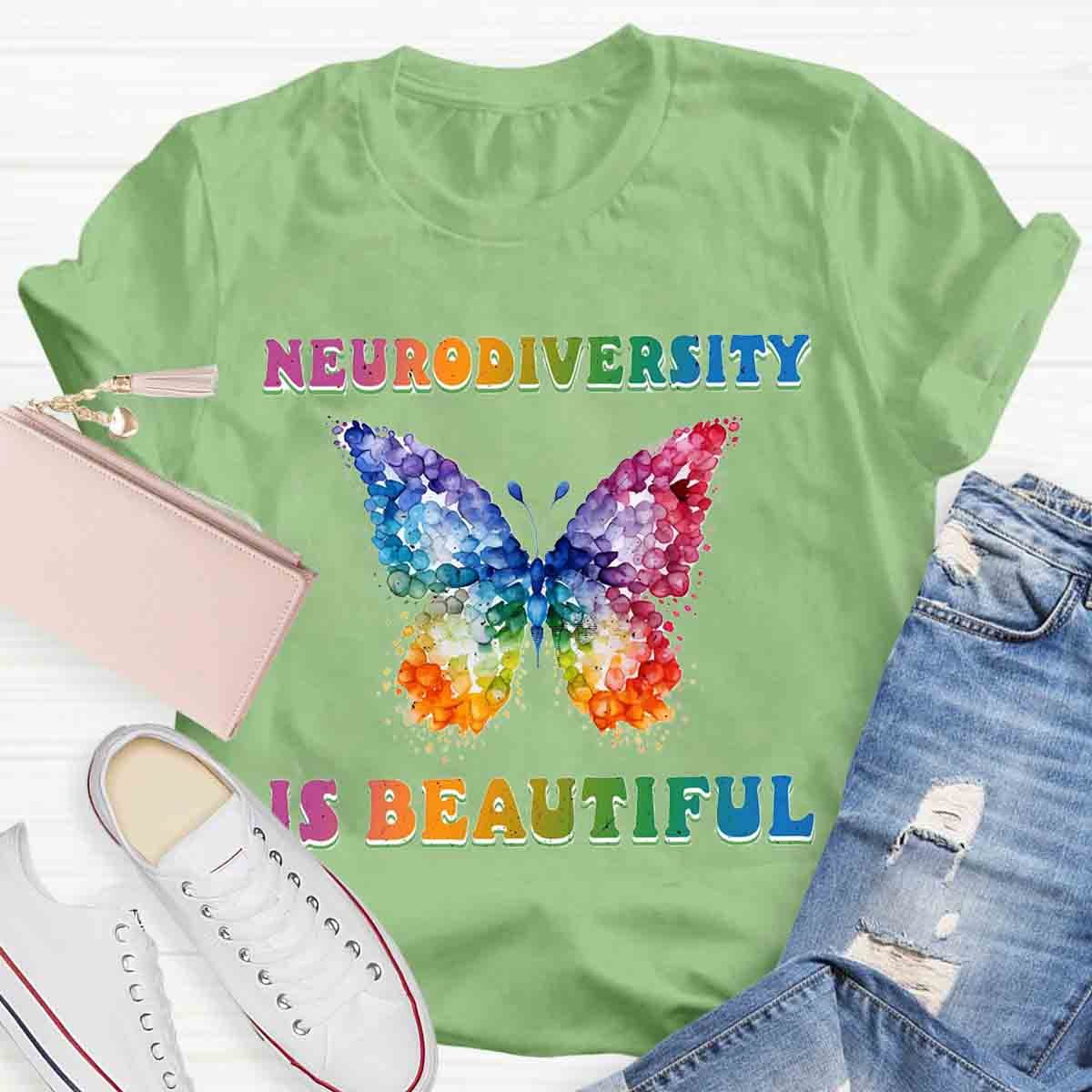 Neurodiversity is Beautiful Butterfly Design Special Ed Teacher T-Shirt