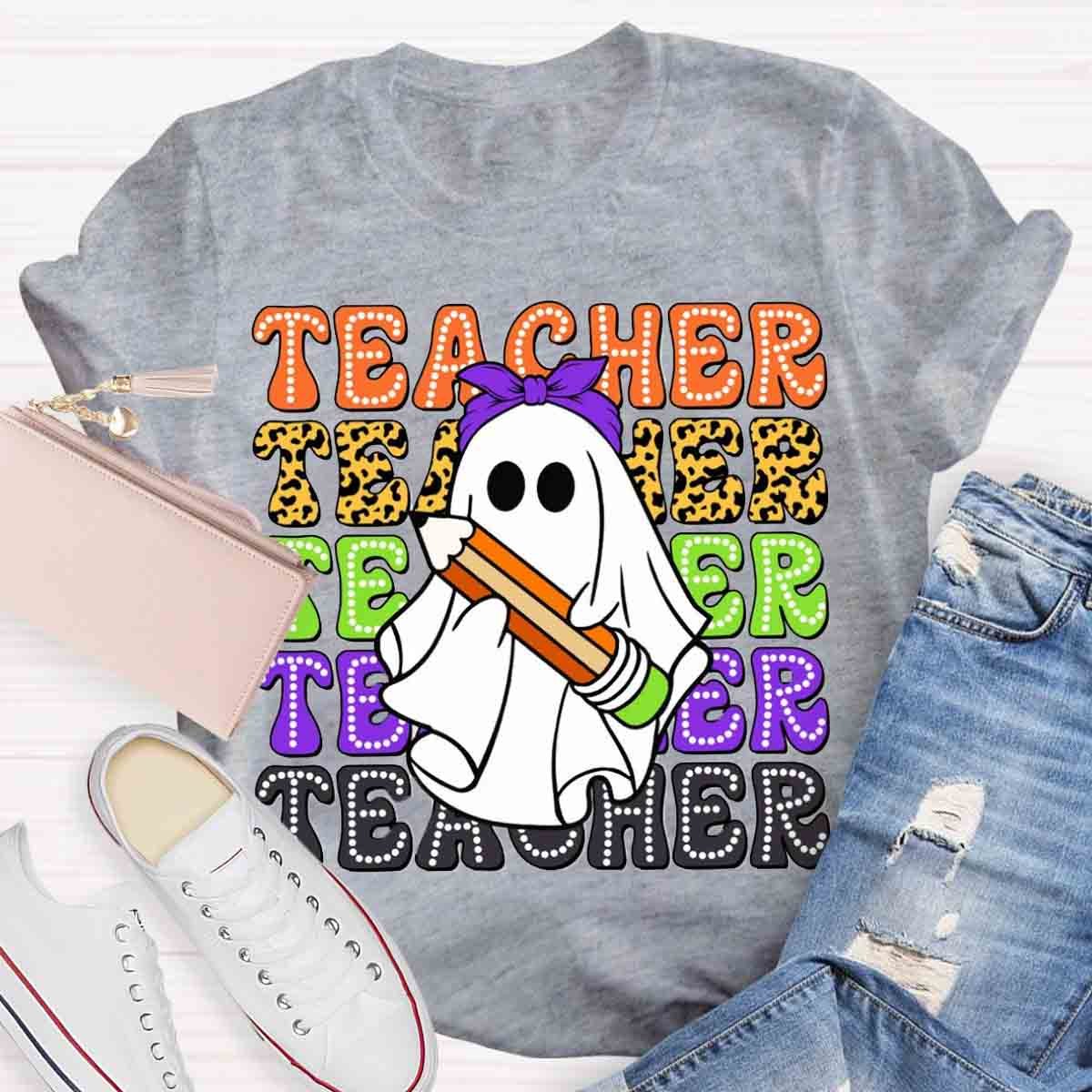 Halloween Cute Ghost Spooky Teacher Shirt