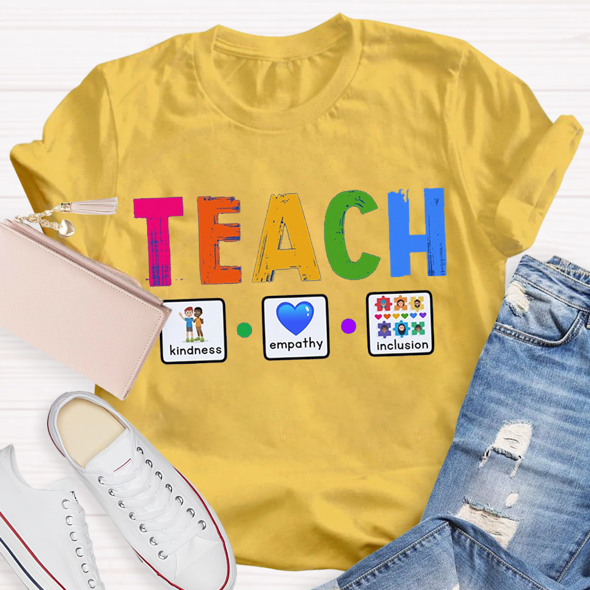 Teach Kindness Empathy Inclusion Teacher T-Shirt