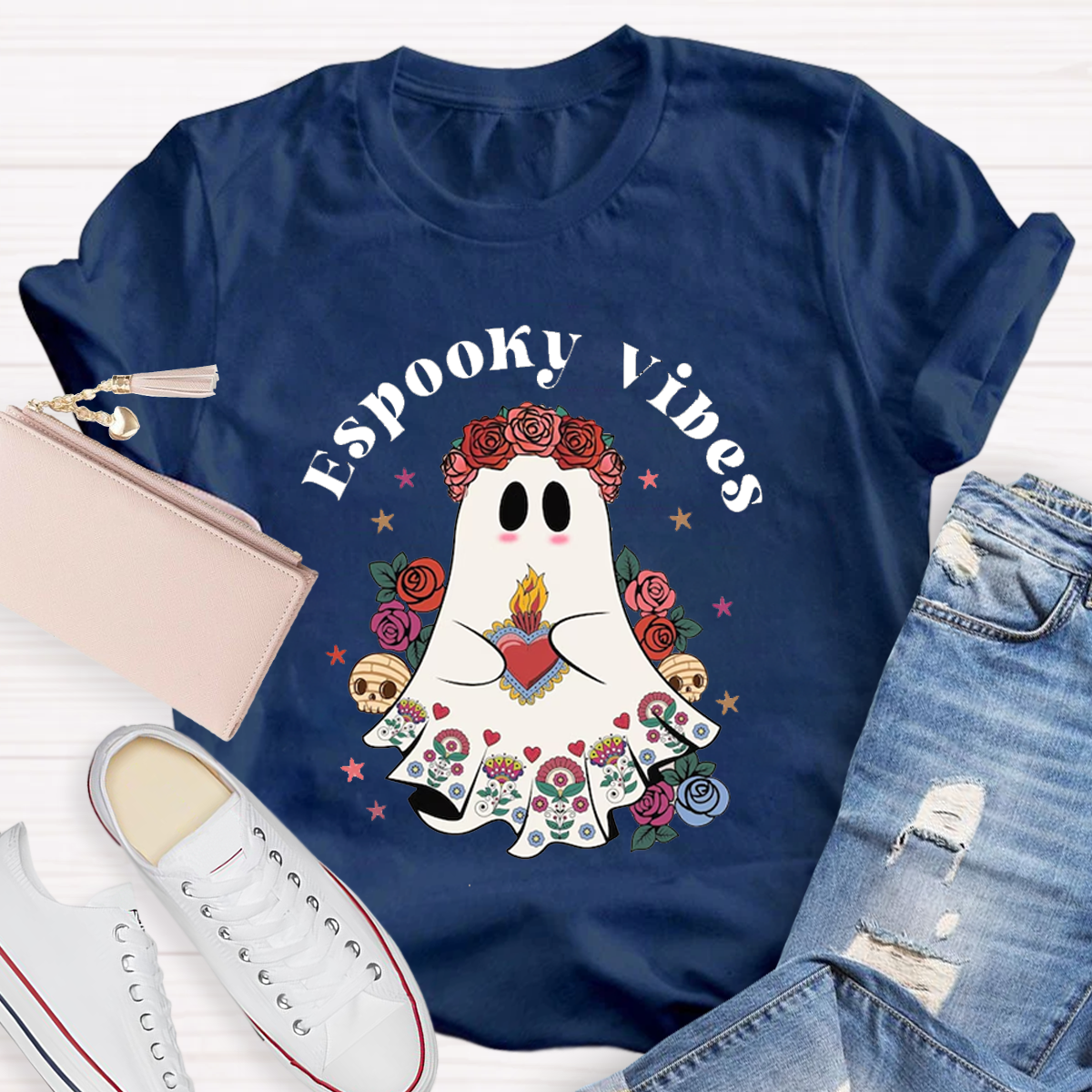 Espooky Vibes Mexican Ghost Halloween T-Shirt