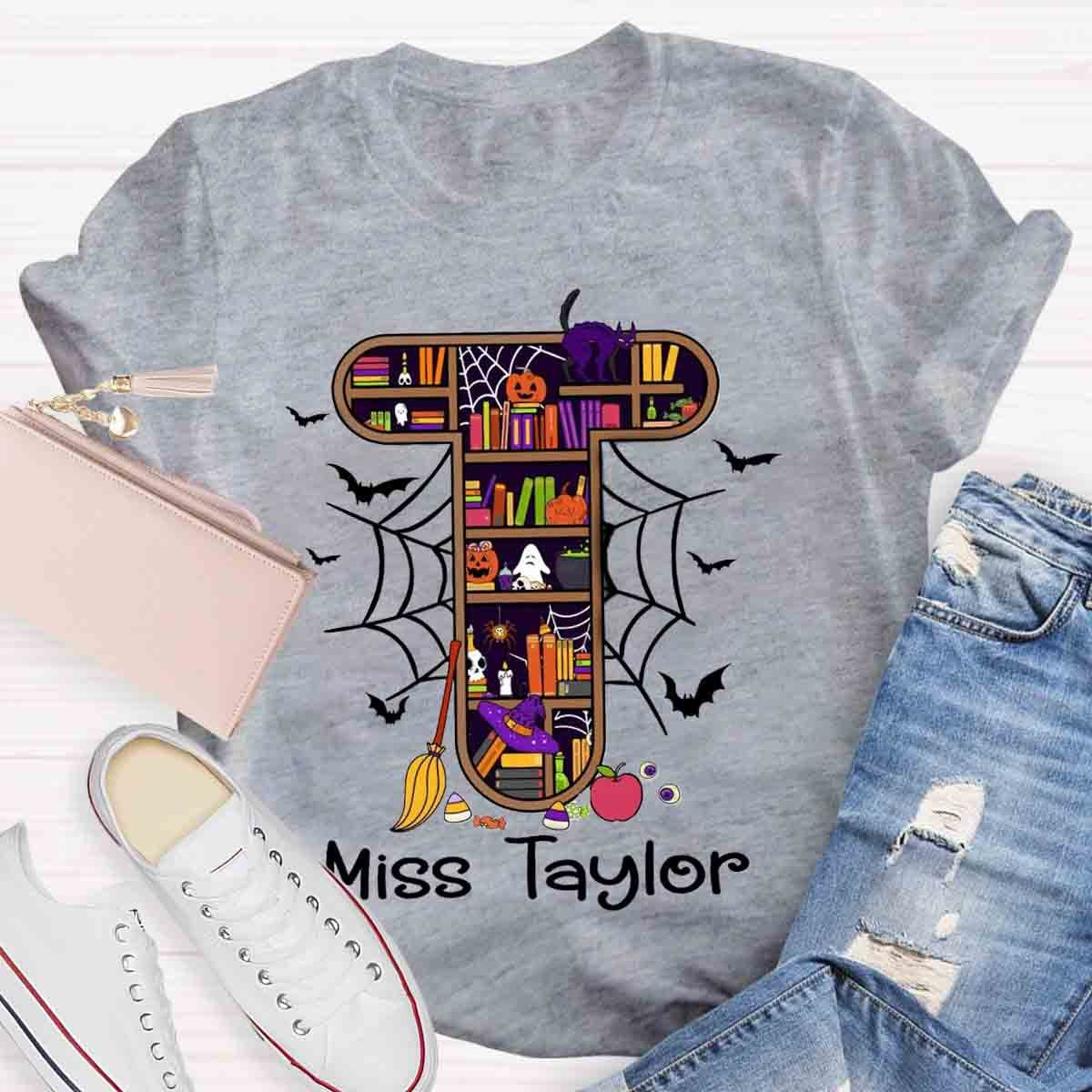 Personalized Name Halloween Spooky Teacher T-Shirt