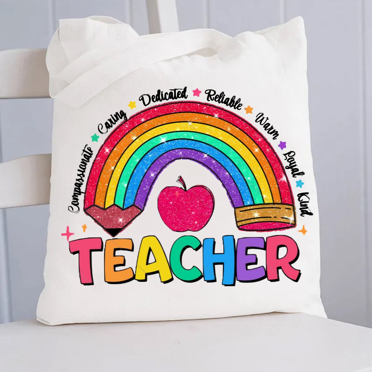 Teachers Definition Apple Printed Tote Bag