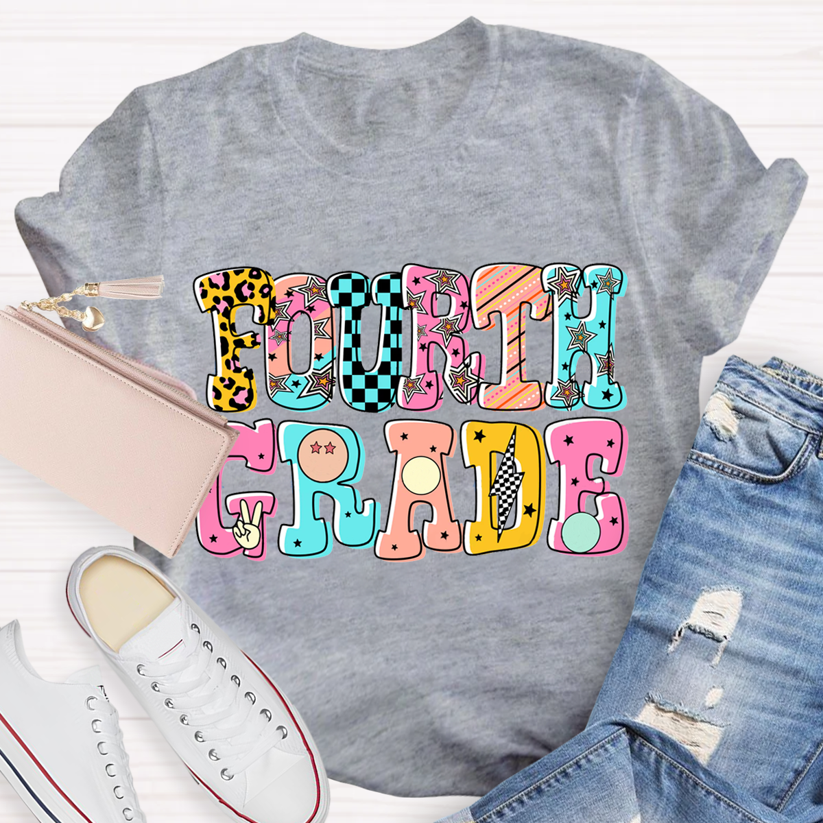 Personalized Grade Cartoon Teachers T-Shirt