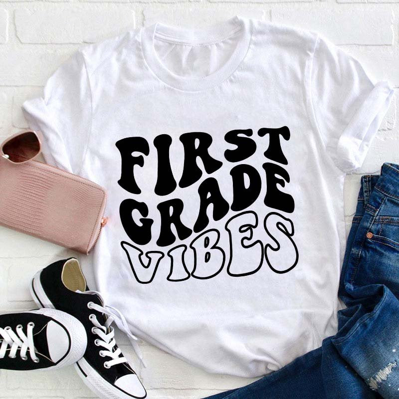 Personalized Grade Vibes Teacher T-Shirt