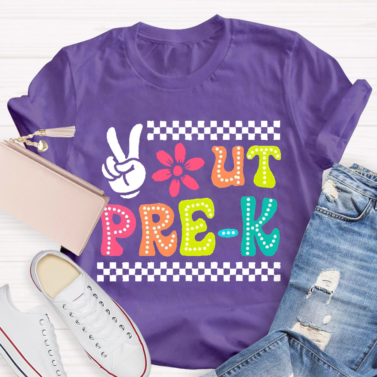 Personalized Grade Out Pre-k Smile Teacher T-Shirt