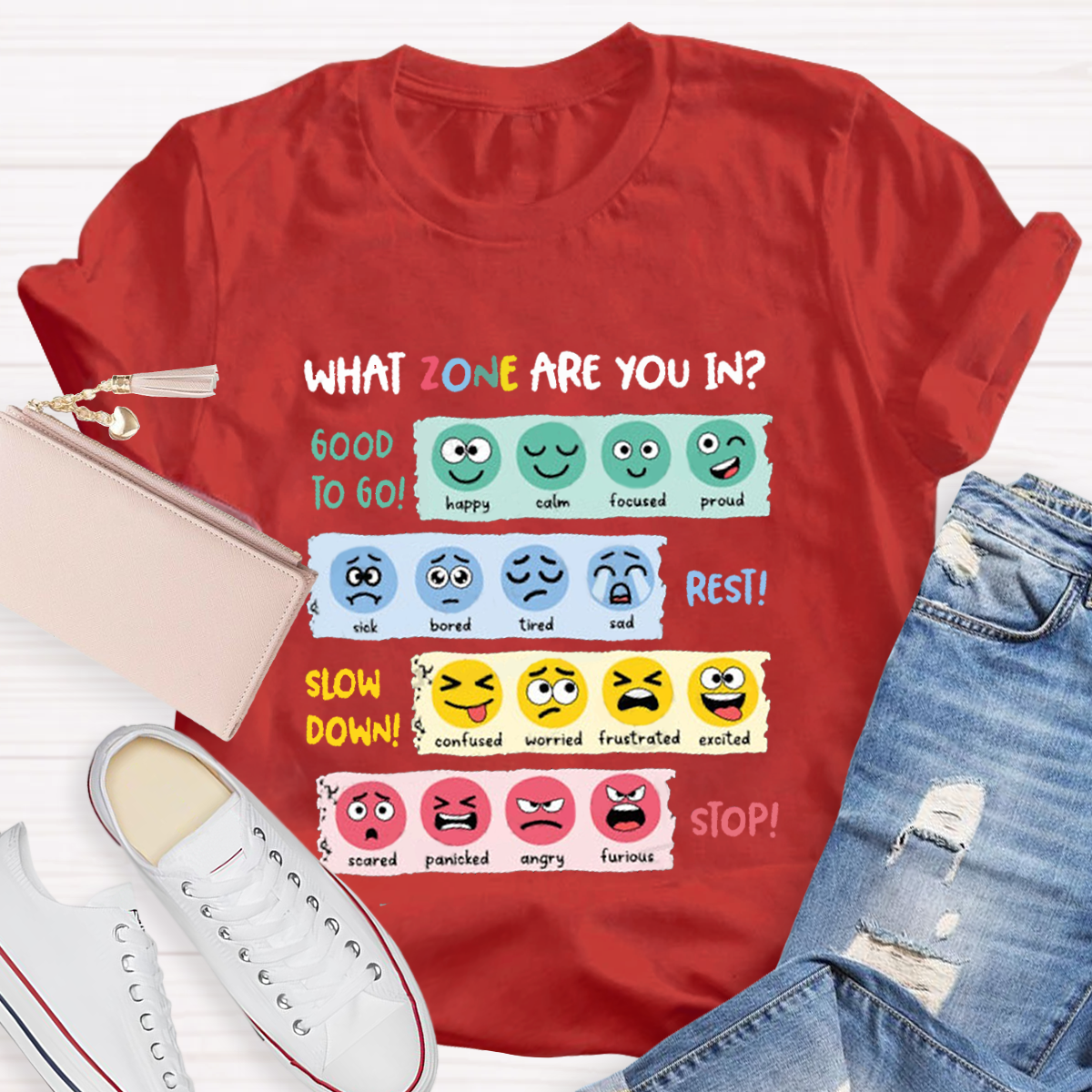 Zone Of Regulation Mental Health Teacher T-Shirt