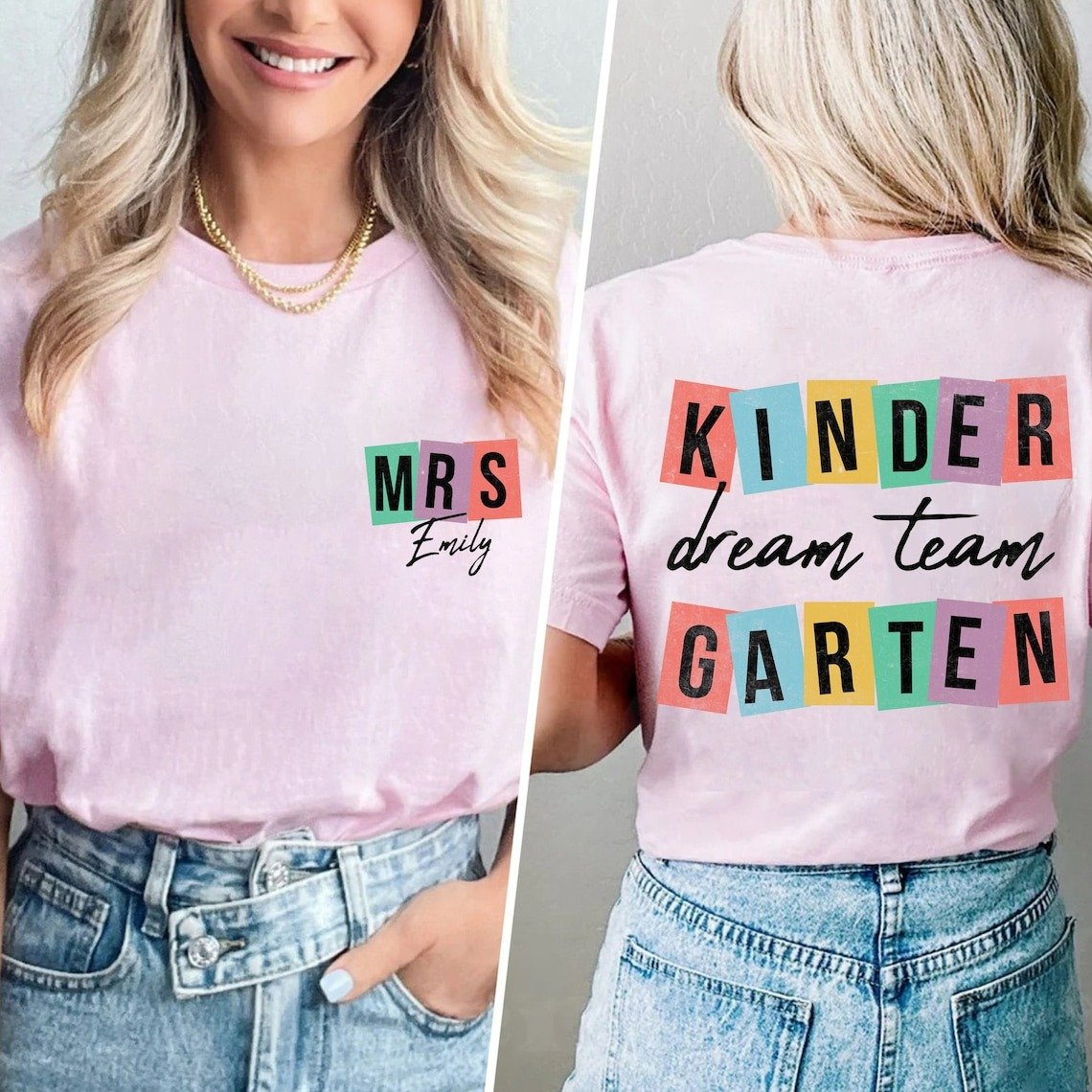 Personalized Name Kindergarten Teacher Shirt