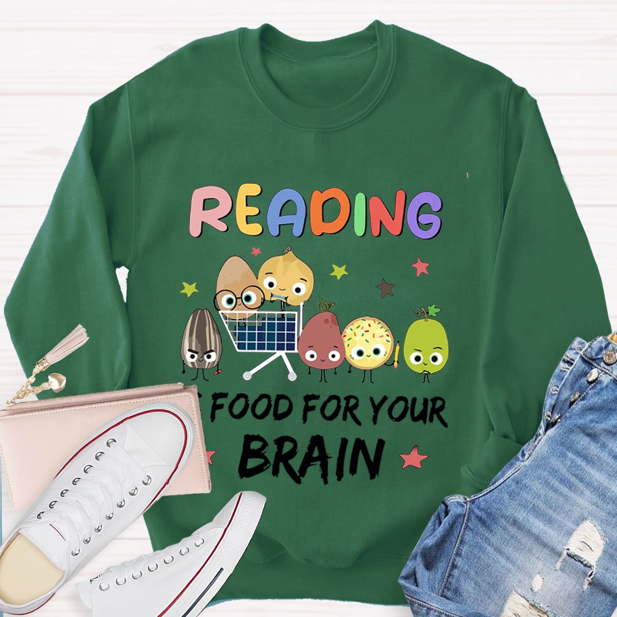 Reading Is Food For Your Brain Teacher Sweatshirt