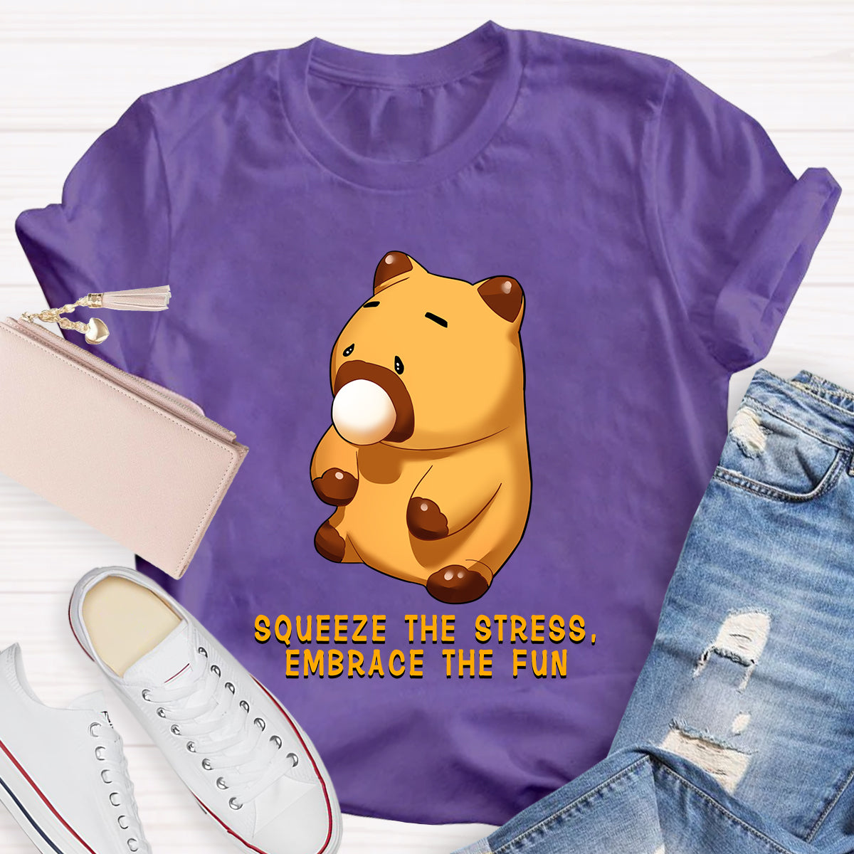 Squeeze The Stress, Embrace The Fun Capybara T-Shirt