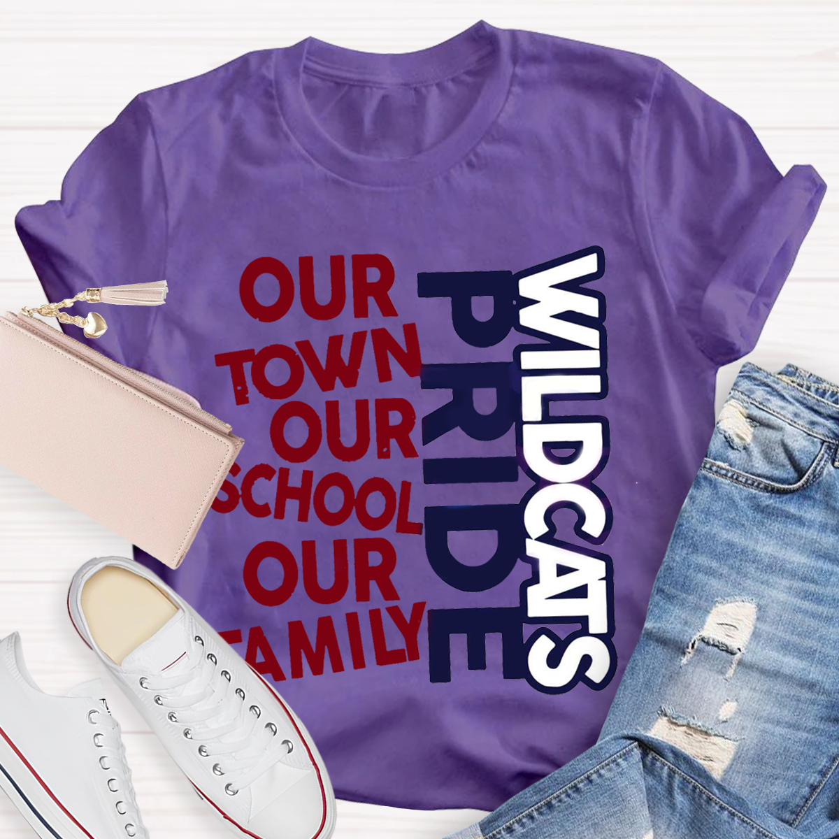 Personalized School Mascot Pride Our Town Our School Our Family Teacher T-Shirt