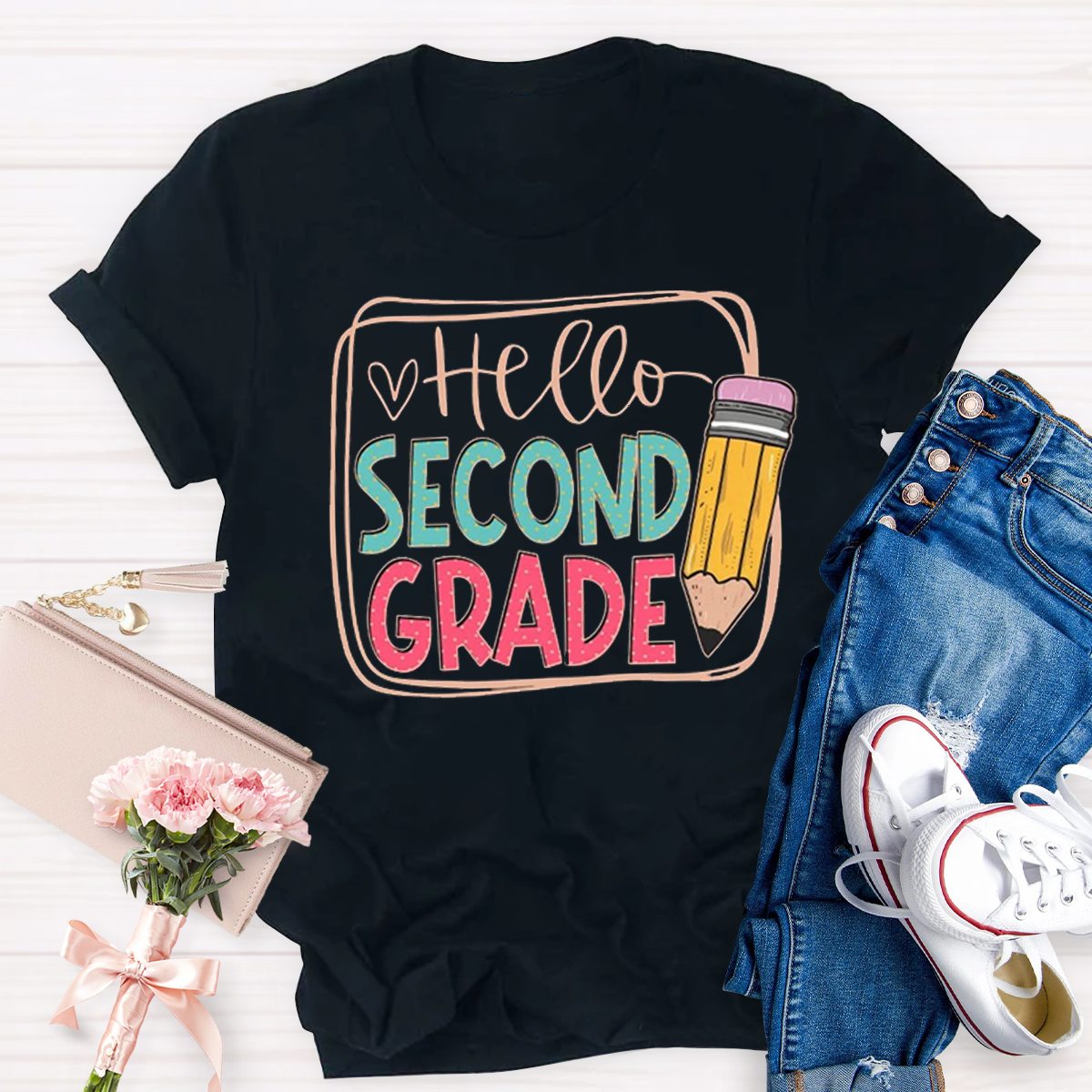 Personalized Grade Hello Second Back To School T-Shirt