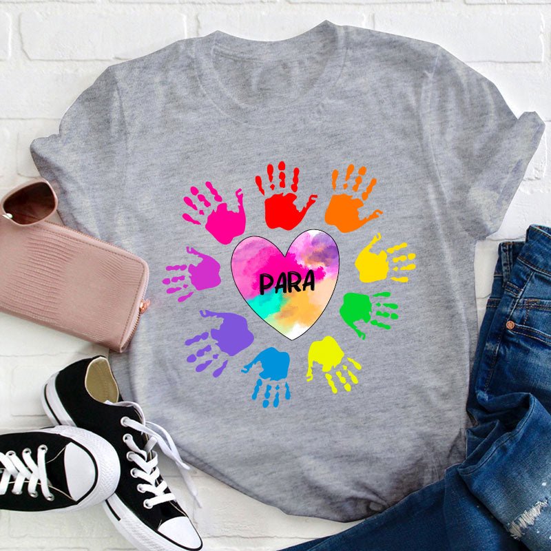 Personalized Colorful Hands Teacher T-Shirt