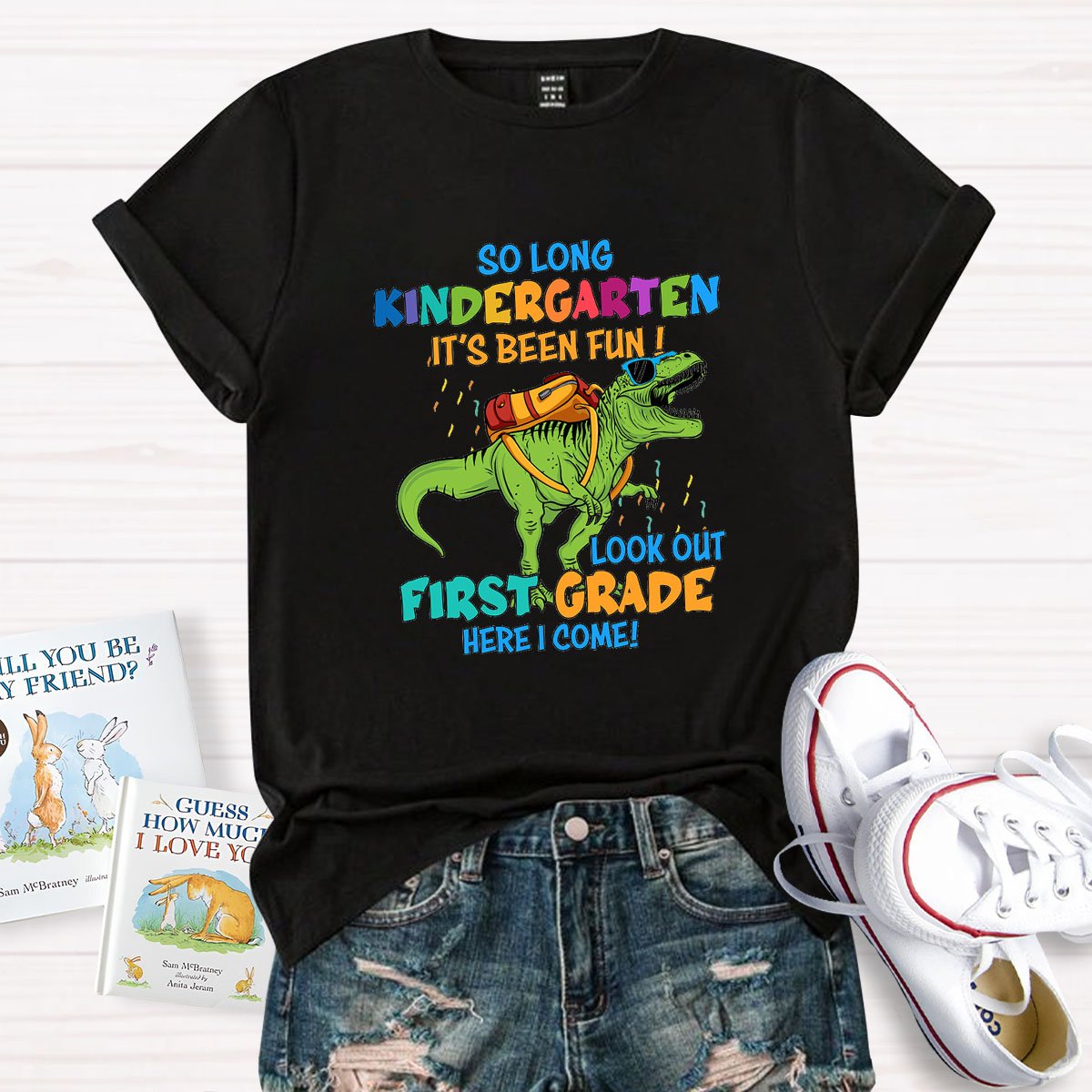 Personalized Grade Dinosaur Carrying A Schoolbag T-Shirt