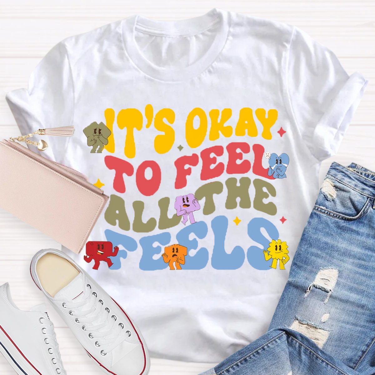 It's Okay To Feel All The Feels Mental Health Psychologist Shirt