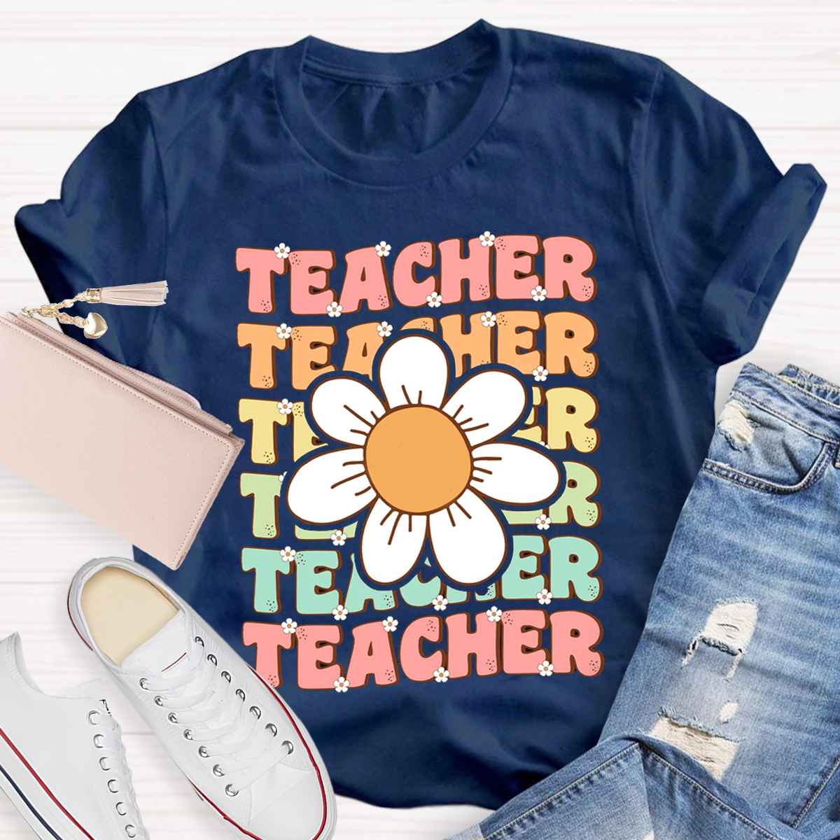 Retro Floral Teacher Shirt