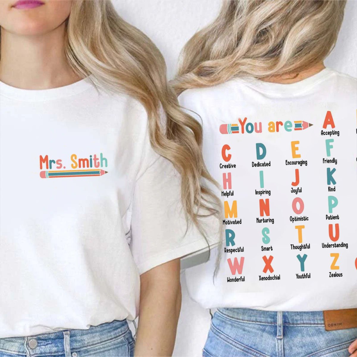 Personalized Name Alphabet Double-sided printing T-Shirt