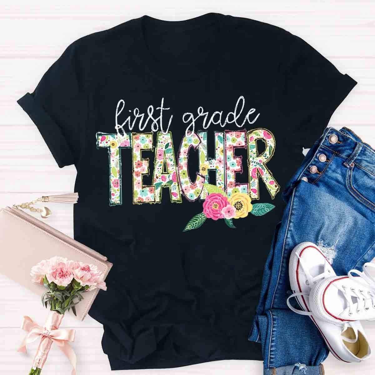 Personalized Grade Vintage Flower T-Shirt