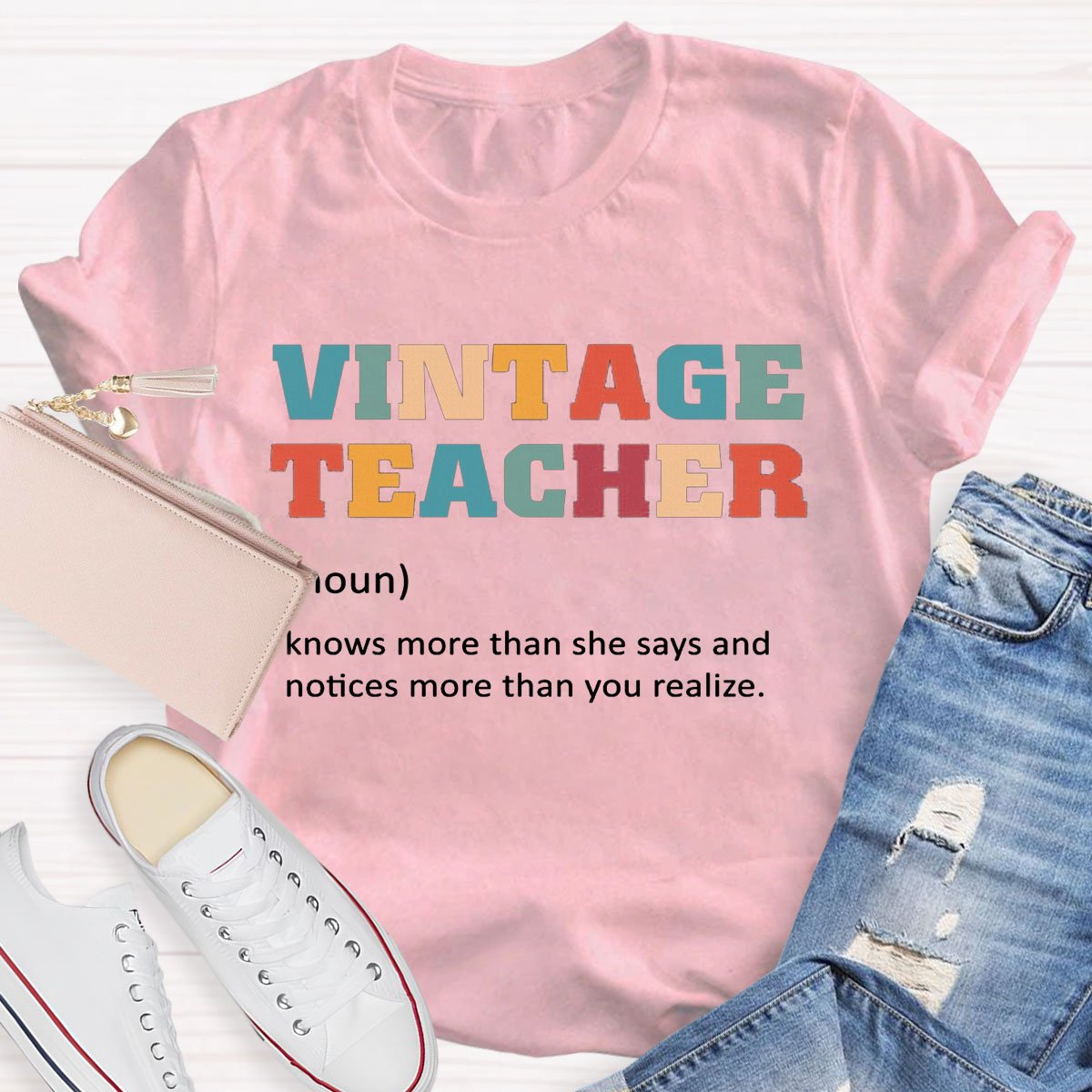 Vintage Teacher Print Graphic T-shirt