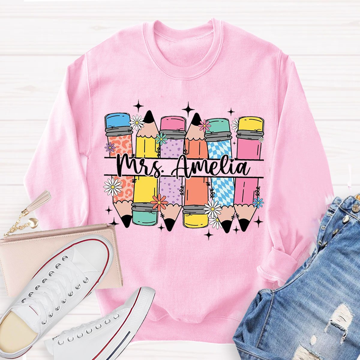 Personalized  Name Pencil Sweatshirt