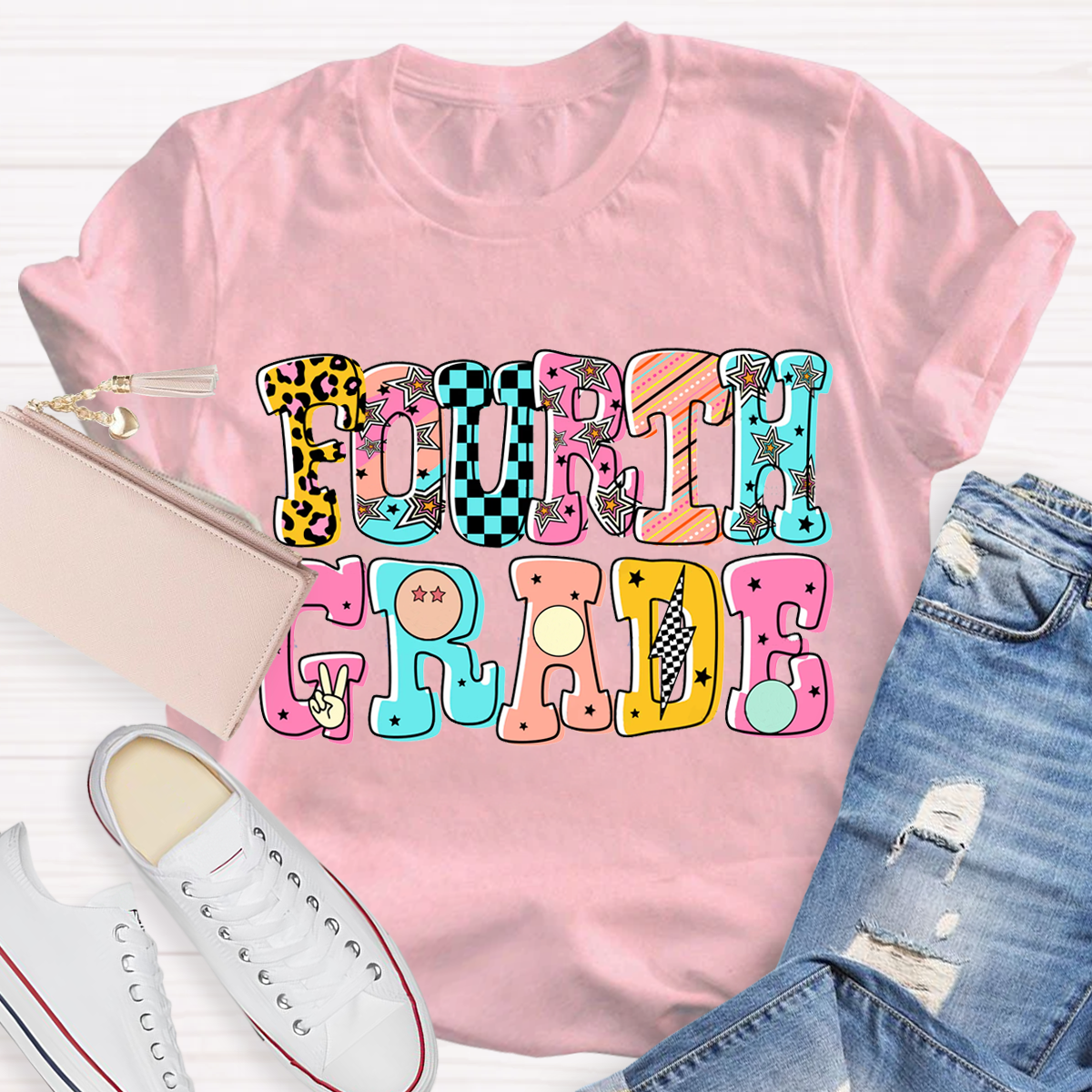 Personalized Grade Cartoon Teachers T-Shirt