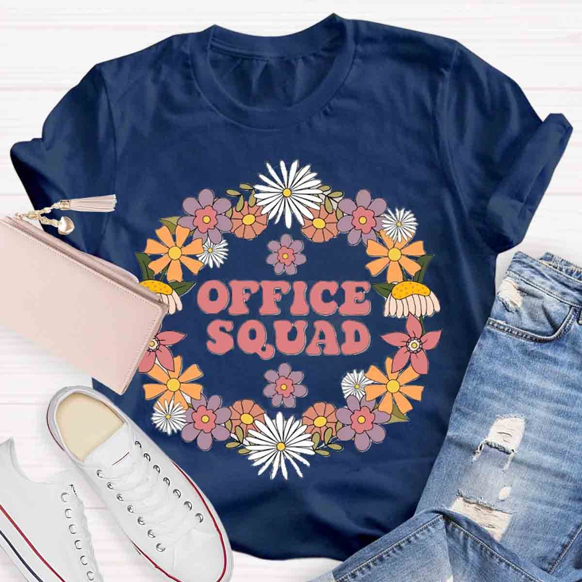 School Office Squad Floral Teachers T-Shirt